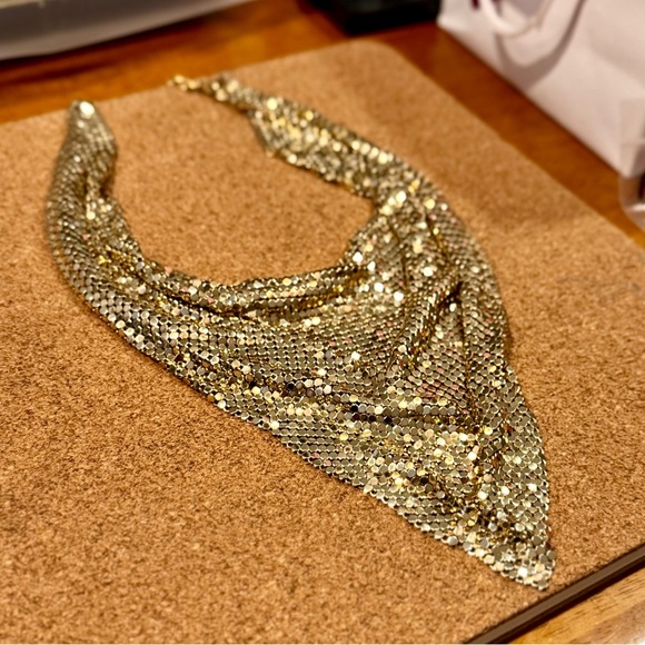 Amazing Vintage Whiting & Davis Co. Gold Mesh Scarf Collar Necklace/ Statement - Picture 11 of 14